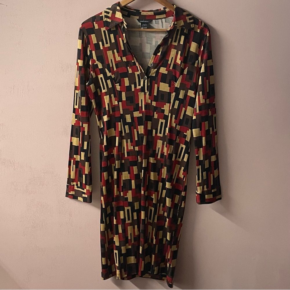 Vintage Moda International Patterned 100% Silk Dress Size S EUC